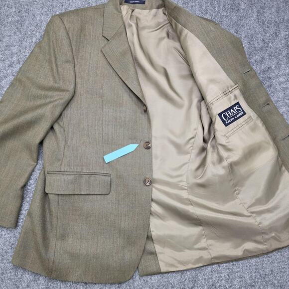 Vintage Chaps Ralph Lauren Blazer Mens 38S Brown Herringbone Wool Silk 3 Button - Picture 16 of 16